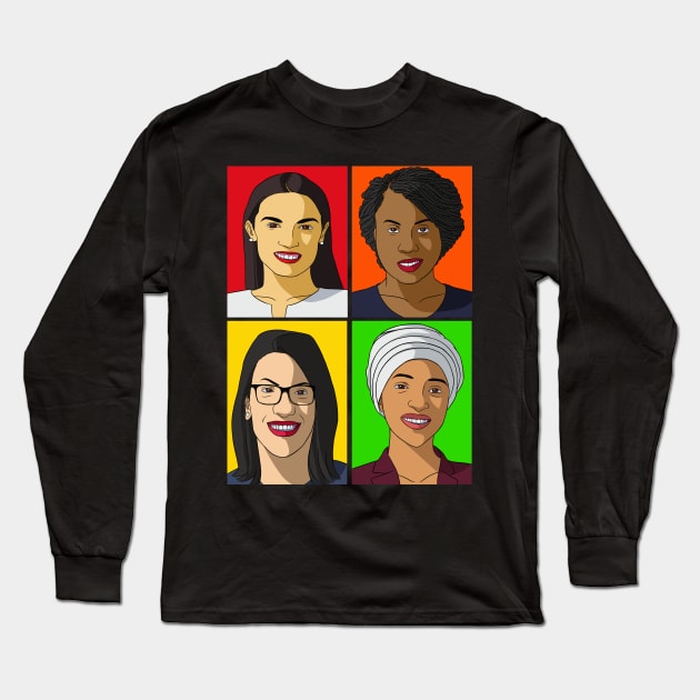 Alexandria Ocasio Cortez The Squad Long Sleeve T-Shirt by Noseking